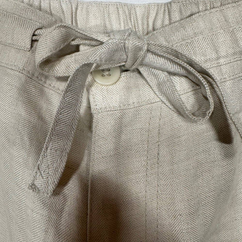 CUBANERAS Linen Blend Drawstring Waist Wide Leg Pants Beige Size Large - Picture 5 of 6
